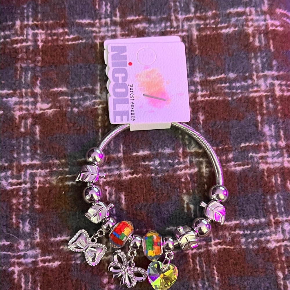 Nicole Silver Bracelet with Multicolor Beads